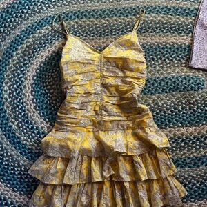Yellow Paisley Ruffle Dress